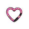 Moschettone a forma di cuore rosa con pois gialli e chiusura a molla in metallo - Base Nera
