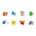 Rotolo di 500 adesivi con animali marini colorati con balene e squali per bambini - Stile A