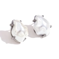 Orecchini con perle barocche irregolari e perni in acciaio inossidabile placcato 18K - Orecchini a Lobo con Perle Barocche di Lusso / Color Acciaio