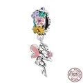 925 sterling silver flower fairy pendant charm with colorful enamel and purple zircon - 925 Silver / Fairy Pendant