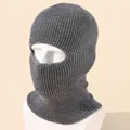 Dark grey knitted balaclava with single hole for eyes and extended neck protection - High Elasticity / Dark Gray