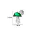 F136 titanium earring stud with green fan gem and clear teardrop stone, 0.85cm height - Silver/Green