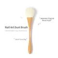 Long handle rose-shaped nail dust brush with soft beige bristles and light wood handle - No. 6 (Log Style Waisted)