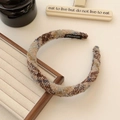 Plüsch-Haarreif mit Karomuster in Braun und Beige für voluminösen High-Top-Stil - Plüsch Stirnband / Braun