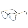 Cat-eye TR90 blue light blocking glasses with black and blue marble patterned frames - Black Top Tortoiseshell Bottom Frame