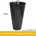 Matte black large florist cone bucket for flower bouquets 21x12x35cm durable plastic - Ice Cream Thickened Large 1pc / Black