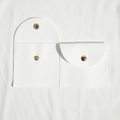 White microfiber jewelry pouches with gold snap buttons in small and large sizes - 8*8cm / White