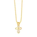 Elegante collana con croce dorata e zirconi su catena a sfere per donna in stile minimalista - Croce Vintage