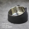 Small 400ml black tilted cat bowl with stainless steel insert and ergonomic cat ear design - 400ml / Black
