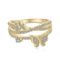 Elegant gold S925 silver ring featuring a double butterfly design with cubic zirconia - US 6 / Double Wrap Butterfly Style (DY120901) / Gold