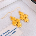 Elegant gold flower cluster drop earrings with a matte metallic finish in three petals - 58# Gold Matte Triple Flower (Ear Hook)