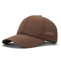 Dark brown quick-dry baseball cap featuring laser-cut ventilation holes for breathability - One Size / Dark Brown