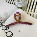 Hanger-shaped shark hair clip with purple and yellow gradient finish, 13cm length - 13cm Hanger Type / Purple and Yellow Stripes