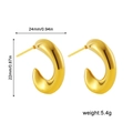 Polished 18K gold-plated C-shaped chunky earrings with dimensions 24mm by 22mm - Minimalist Polished C-Shape