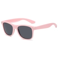 Pink frame square sunglasses with dark lenses and silver stud accents for women - Pink Frame Grey Lens