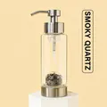 Smoky Quartz glass lotion dispenser bottle with a sleek stainless steel pump and base - Smoky Quartz