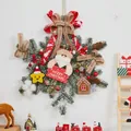 45cm Christmas snowflake pine wreath with Santa Claus doll and Merry Christmas sign - 45CM Snowflake Shape Hanging