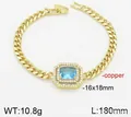 18k vergoldetes Kupfer-Cuban-Armband mit rechteckigem blauem Edelstein und Zirkonia-Akzenten - Goldplattiert Seeblau