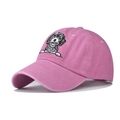 Gorra de béisbol de algodón rosa desgastado con lindo diseño de perro bordado - Ajustable / Rosa