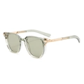 Lunettes de soleil carrées rétro à double pont avec monture gris-vert clair et branches dorées - Monture Vert Clair Verres Verts
