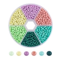 Set perline DIY 6 colori pastello verde, viola e blu in scatola rotonda a 6 scomparti - Serie Bel Paesaggio (3mm) / 1900pz/Scatola