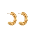 Polished 18K gold-plated C-shaped hollow spiral hoop earrings with a vintage twist design - Spiral C-Shape Style 02 / Gold