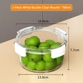 Boîte alimentaire ronde de 700ml transparente avec couvercle hermétique blanc - Rond/Grand/700ml / Blanc