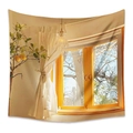 Detail showing a cozy window scene with lemon tree print on bohemian home decor tapestry - 73X95CM (Cross-border Brushed) / Lemon Window (ZJ629-4)