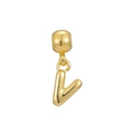 Macro view of a polished 18k gold plated letter L bubble pendant charm with high gloss - Letter V