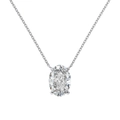 S925 sterling silver necklace with oval cut four-prong solitaire pendant on cable chain - Oval Ice Cut (6*9mm)