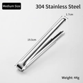 Medium 19.5cm stainless steel food tongs with serrated tips and 304 material stamp - Thickened Medium/304 Stainless Steel