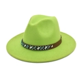 Détail du chapeau fedora vert avec bande en cuir et motif de perles ethniques - M (56-58cm) / Vert Fruit