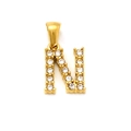 Pendentif lettre N en acier inoxydable plaqué or avec des pierres de zircone fines - Lettre N (SP148G-N)