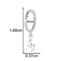 Silver G23 titanium hinged hoop earring with zircon pendant and 8mm inner diameter - Geometric Pendant Style (T2547-6# Silver)