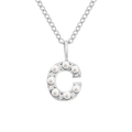 Elegante collana in acciaio inossidabile argento con ciondolo a lettera C con perle - C-Argento