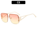 Modern metal semi-rimless sunglasses with sunset orange gradient lenses and golden frame - Gold Frame Orange Yellow Gradient Lens
