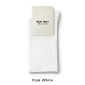 Women's summer white cotton mid-calf socks with premium branded tag and texture - White
