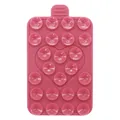 Detail of pink silicone suction cup phone holder with double-sided heart design - Rose Red