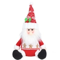 Gnome de Noël sans visage avec bonnet à flocons rouges et motifs de bonshommes - Père Noël à Bonnet Long Poupée Assise