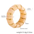 Beige marble pattern resin and 18k gold plated stainless steel elastic bracelet - Off White