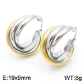 Boucles d'oreilles créoles triples bicolores or et argent en acier titane - Bicolore (KE111318-KFC)