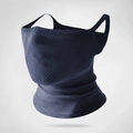 Dark blue neck gaiter with ear loops and breathable mesh for outdoor cycling sports - Neck Gaiter Style / Navy Blue