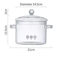 Olla de cristal transparente de 1500ml con tapa y asas para cocinar en estufa - 1500ml / Asas de doble oreja