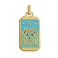 Enamel tarot pendant featuring gold lion head with infinity symbol on white background - M801137-Light Blue