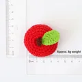 Handmade knitted red apple keychain with green leaf detail, 4cm diameter, approx 8g - Combed Cotton Knitted Apple