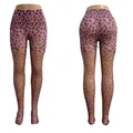 Plus size leopard print tights in pink with purple and black spots, front and back view - Plus Size (45-150kg) / Leopard Print Purple