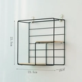 Nordic wall shelf in black metal and wood with square 23.5x10cm frame design - Black Grid Square