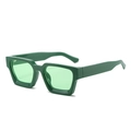 Retro square thick frame sunglasses with deep green frame and light green tinted lenses - Green Frame / Green Lens