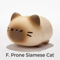 Cute Siamese Cat figurine in a prone position, adorable desktop decorative ornament - 3061 Siamese Cat Figurine