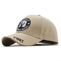 Casquette de baseball tactique kaki en coton avec broderie SWAT et détails brodés - Réglable / Beige